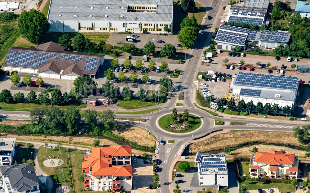 Luftbild Ettenheim - Kreisverkehr - Straßenverlauf im Fürstenfeld in Ettenheim im Bundesland Baden-Württemberg, Deutschland