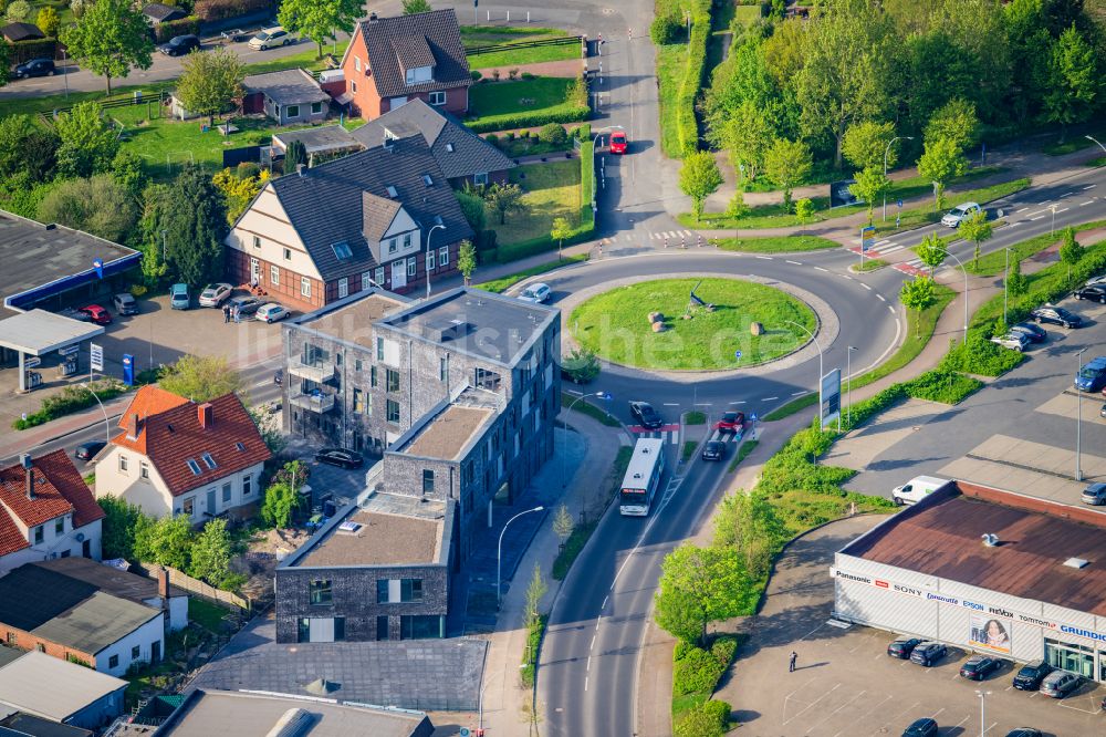 Luftbild Stade - Kreisverkehr - Straßenverlauf Glückstätterstraße Freibunger Straße in Stade im Bundesland Niedersachsen, Deutschland