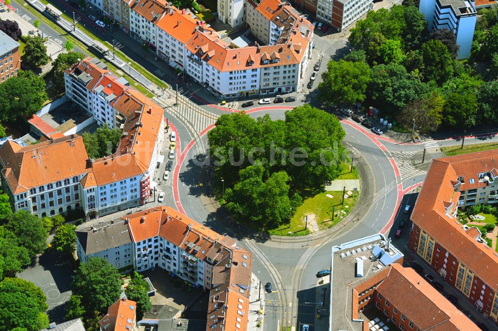 Luftaufnahme Hannover - Kreisverkehr - Straßenverlauf Goetheplatz in Hannover im Bundesland Niedersachsen, Deutschland