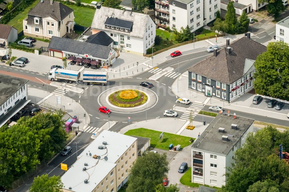 Luftbild Gevelsberg - Kreisverkehr - Straßenverlauf an der Hagener Straße in Gevelsberg im Bundesland Nordrhein-Westfalen - NRW, Deutschland