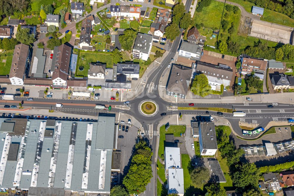 Luftaufnahme Gevelsberg - Kreisverkehr - Straßenverlauf an der Hagener Straße in Gevelsberg im Bundesland Nordrhein-Westfalen - NRW, Deutschland