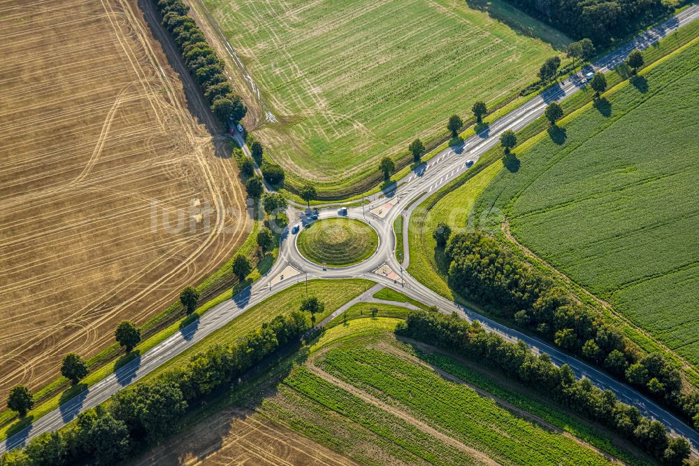 Luftbild Beckum - Kreisverkehr - Straßenverlauf Kaiser-Wilhelm-Straße - Vorheimer Straße in Beckum im Bundesland Nordrhein-Westfalen, Deutschland