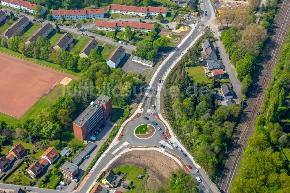 Luftaufnahme Hamm - Kreisverkehr - Straßenverlauf Kamener Straße Ecke Kleine Werlstraße in Hamm im Bundesland Nordrhein-Westfalen, Deutschland