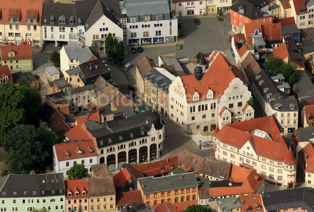 Luftaufnahme Apolda - Kreuzung August-Bebel-Straße - Am Brückenborn mit Stadthaus in Apolda im Bundesland Thüringen