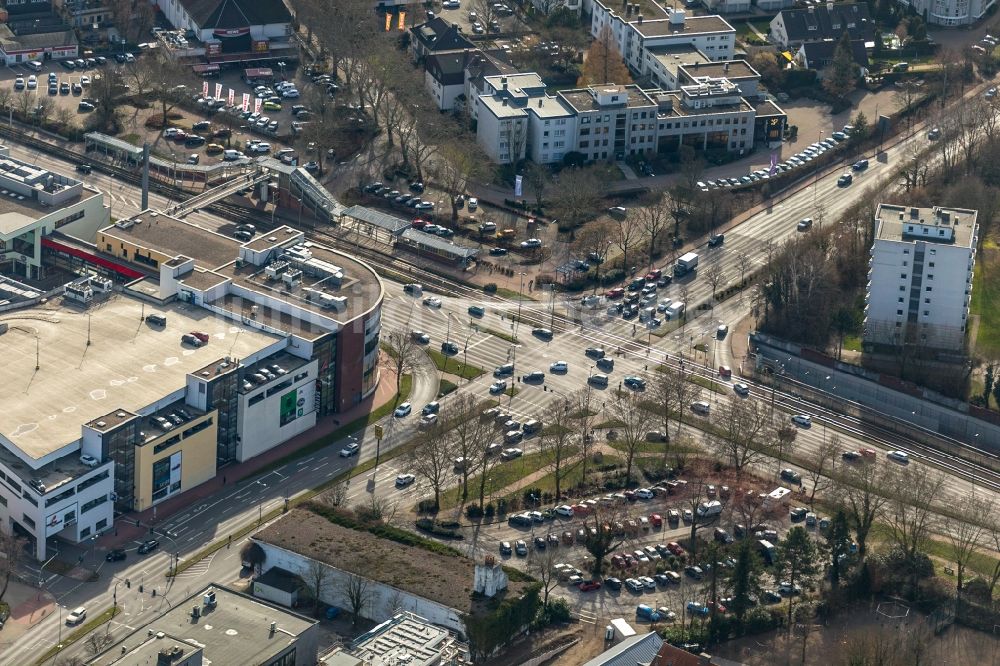 Luftaufnahme Hattingen - Kreuzung August-Bebel-Straße - Martin-Luther-Straße - Nierenhofer Straße in Hattingen im Bundesland Nordrhein-Westfalen, Deutschland