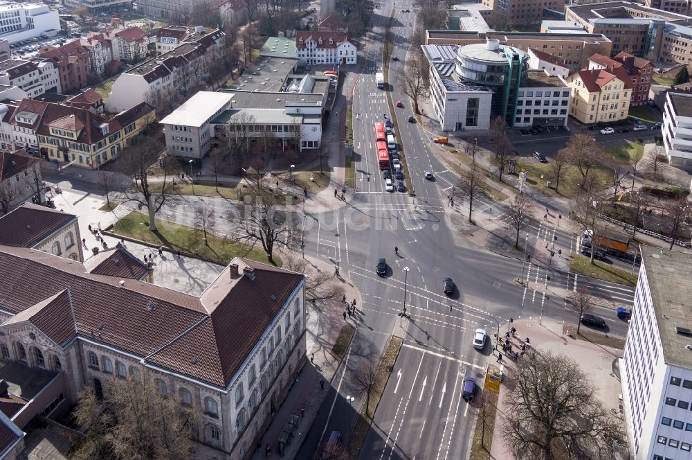 Göttingen aus der Vogelperspektive: Kreuzung der Bundesstraße 27 B27 und dem Nikolausberger Weg in Göttingen im Bundesland Niedersachsen