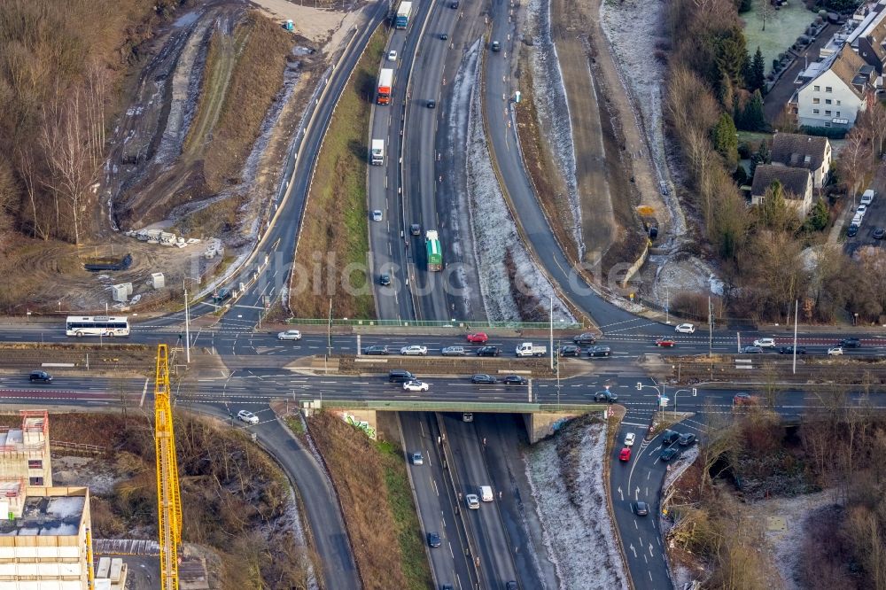 Luftbild Bochum - Kreuzung Universitätsstraße - Stadtautobahn 448 in Bochum im Bundesland Nordrhein-Westfalen, Deutschland