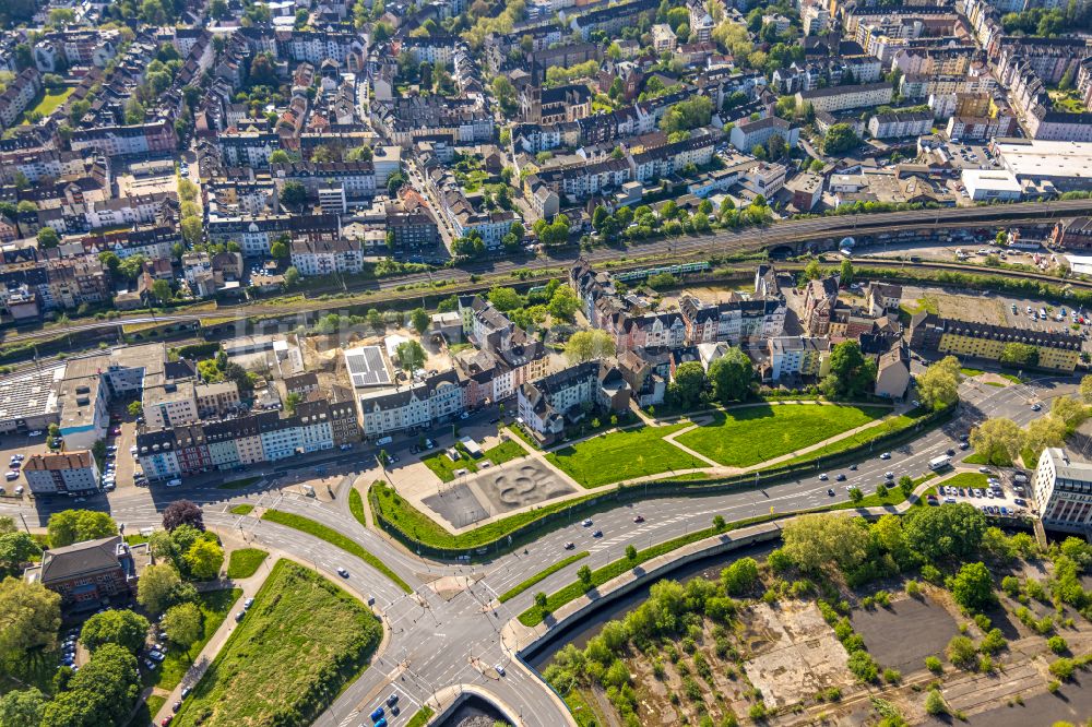 Luftaufnahme Hagen - Kreuzung an der Wehringhauser Straße mit Kreisverkehr in Hagen im Bundesland Nordrhein-Westfalen, Deutschland