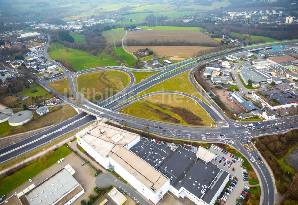 Luftbild Velbert - Kreuzung B227 zur Velberter Straße in Velbert im Bundesland Nordrhein-Westfalen, Deutschland