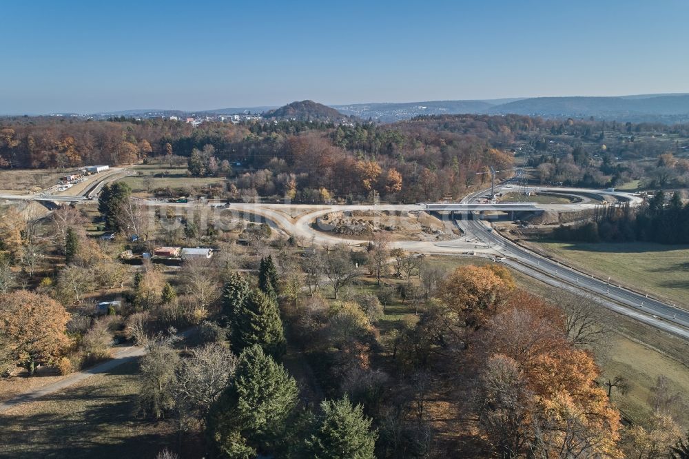 Luftaufnahme Pforzheim - Kreuzungs- Umbau Dietlinger Straße - Westtangente in Pforzheim im Bundesland Baden-Württemberg, Deutschland