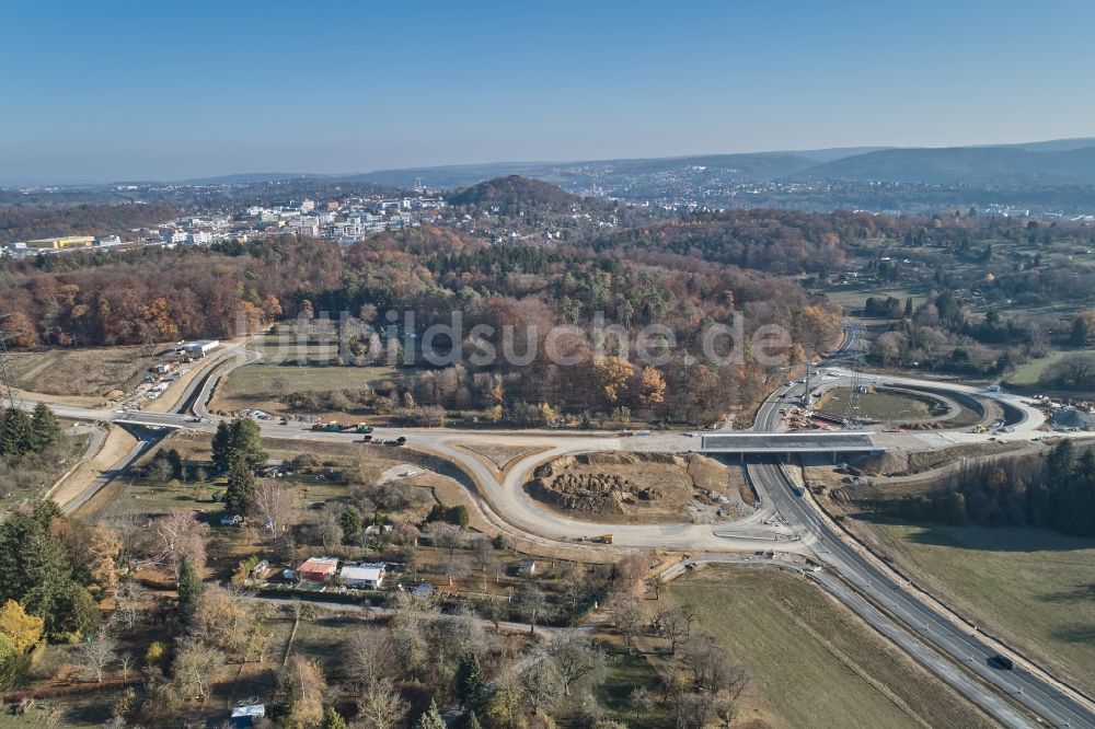 Pforzheim von oben - Kreuzungs- Umbau Dietlinger Straße - Westtangente in Pforzheim im Bundesland Baden-Württemberg, Deutschland