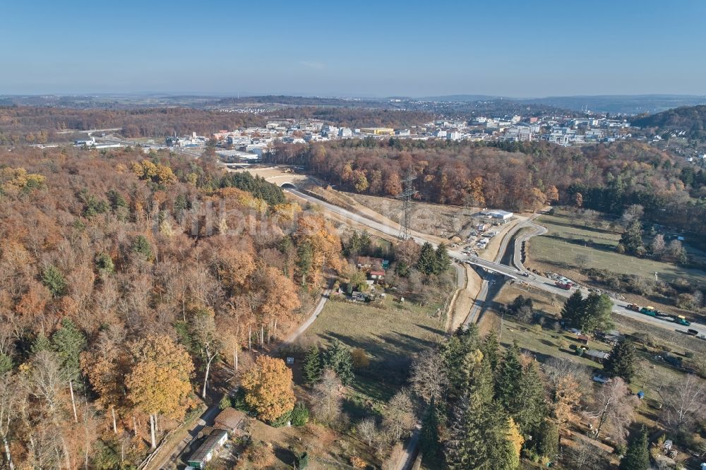 Luftbild Pforzheim - Kreuzungs- Umbau Dietlinger Straße - Westtangente in Pforzheim im Bundesland Baden-Württemberg, Deutschland