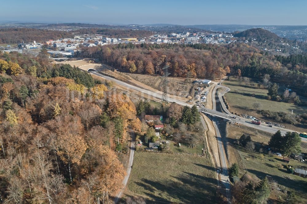 Luftbild Pforzheim - Kreuzungs- Umbau Dietlinger Straße - Westtangente in Pforzheim im Bundesland Baden-Württemberg, Deutschland