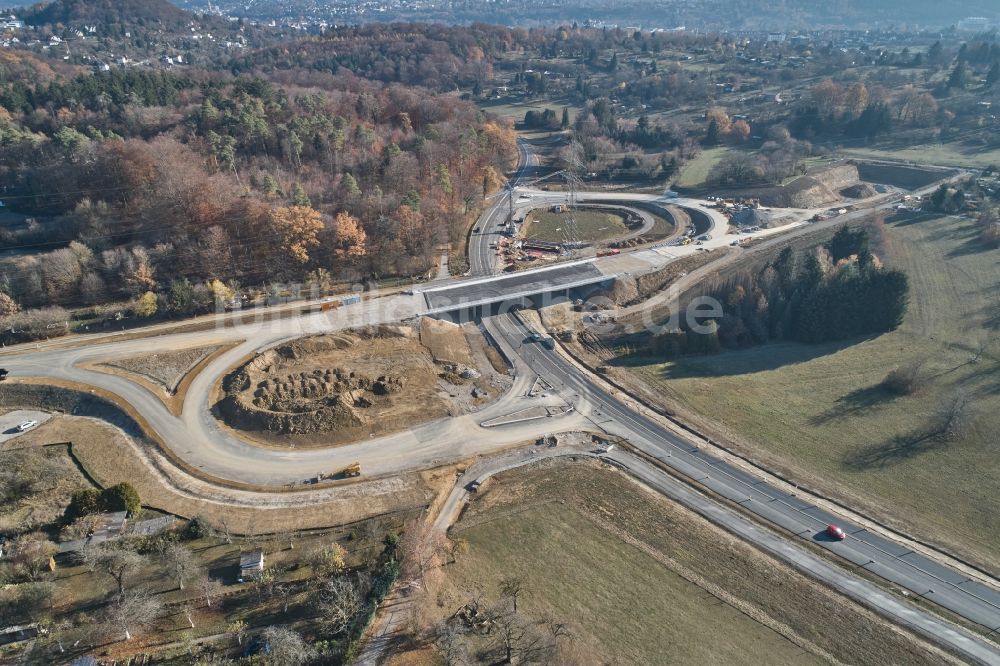 Luftaufnahme Pforzheim - Kreuzungs- Umbau Dietlinger Straße - Westtangente in Pforzheim im Bundesland Baden-Württemberg, Deutschland