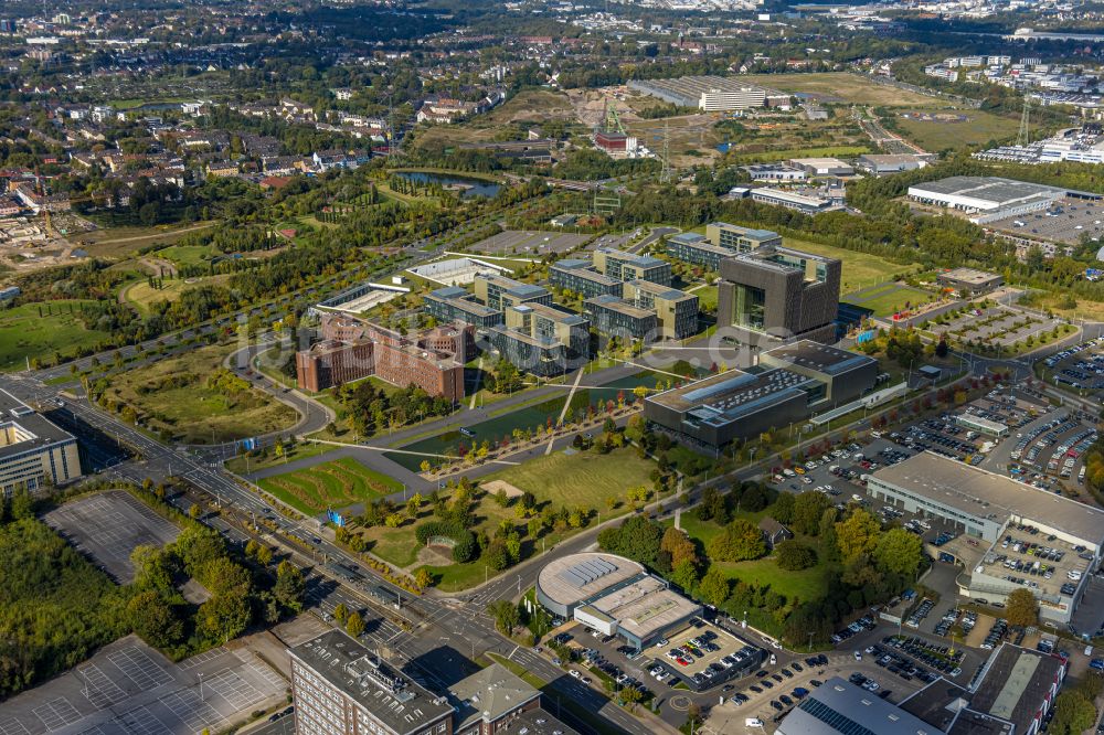 Luftaufnahme Essen - Kruppgürtel- Unternehmenszentrale der thyssenkrupp AG im Ortsteil Westviertel in Essen im Bundesland Nordrhein-Westfalen, Deutschland