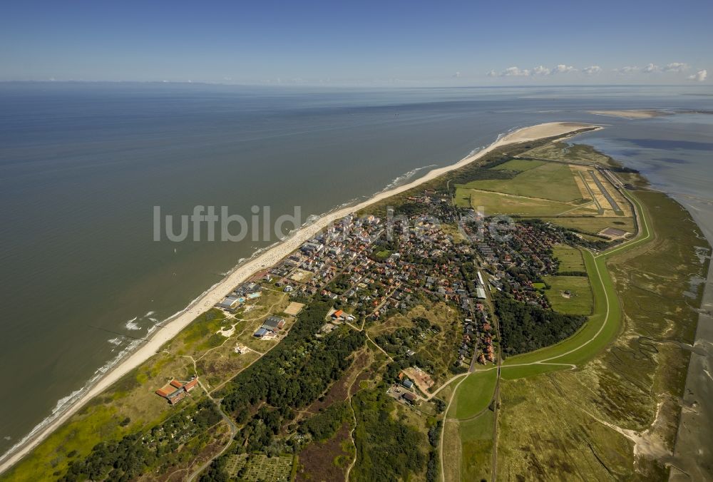 Luftbild Wangerooge - Küste der Insel Wangerooge als Teil der ostfriesischen Inseln im Wattenmeer im Bundesland Niedersachsen