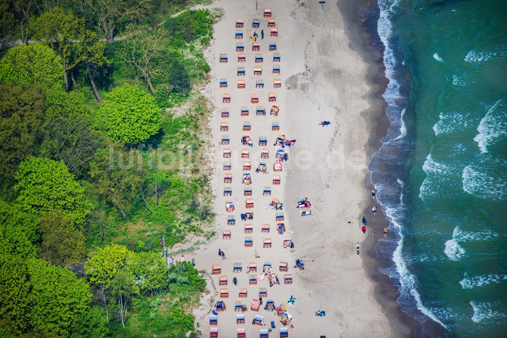 Niendorf/Ostsee von oben - Küsten- Landschaft am Sandstrand in Niendorf/Ostsee im Bundesland Schleswig-Holstein, Deutschland