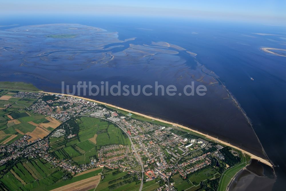 Cuxhaven von oben - Küsten- Landschaft am Sandstrand der Nordsee in Cuxhaven im Bundesland Niedersachsen