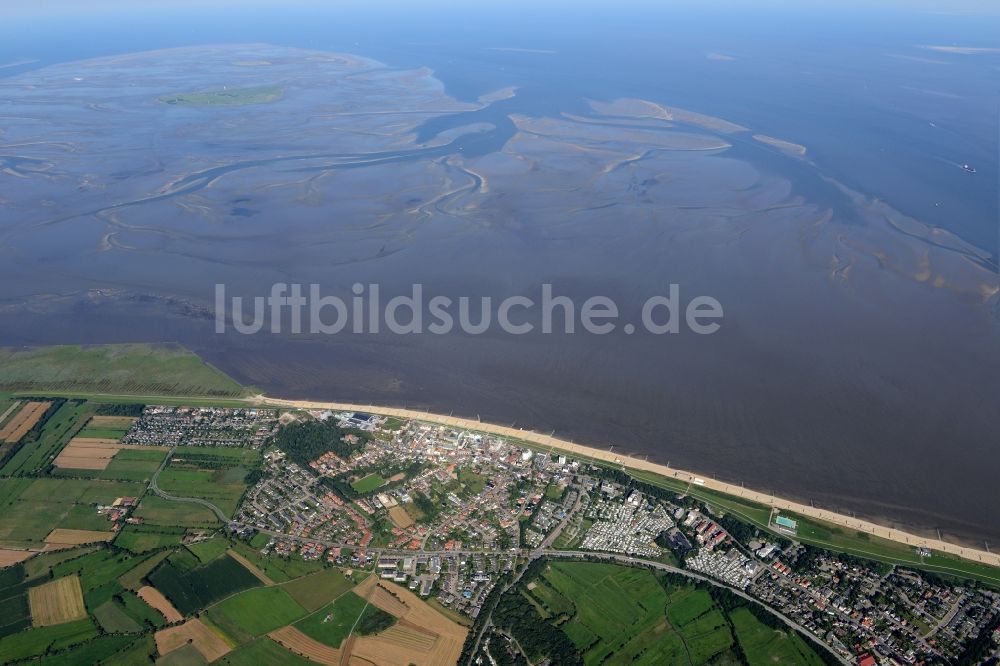 Cuxhaven von oben - Küsten- Landschaft am Sandstrand der Nordsee in Döse im Bundesland Niedersachsen