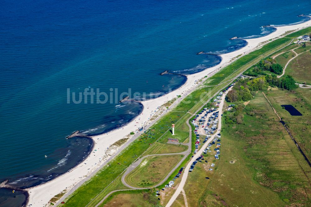 Wisch von oben - Küsten- Landschaft am Sandstrand der Ostsee- Küste in Wisch im Bundesland Schleswig-Holstein