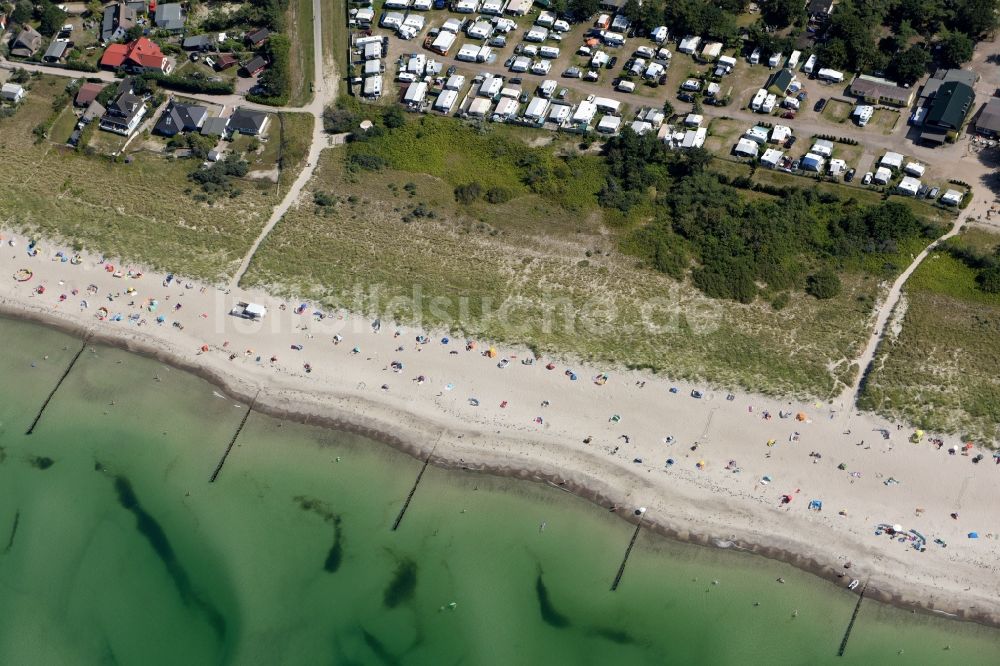 Dierhagen aus der Vogelperspektive: Küsten- Landschaft am Sandstrand der Ostsee im Ortsteil Neuhaus in Dierhagen im Bundesland Mecklenburg-Vorpommern