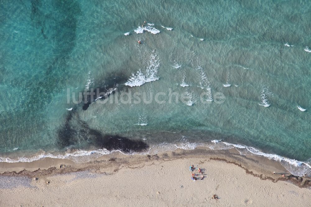 Luftaufnahme Santa Margalida - Küsten- Landschaft am Sandstrand der son serra de marina in Santa Margalida in Bucht von Alcudia in Mallorca auf der balearischen Mittelmeerinsel Mallorca, Spanien