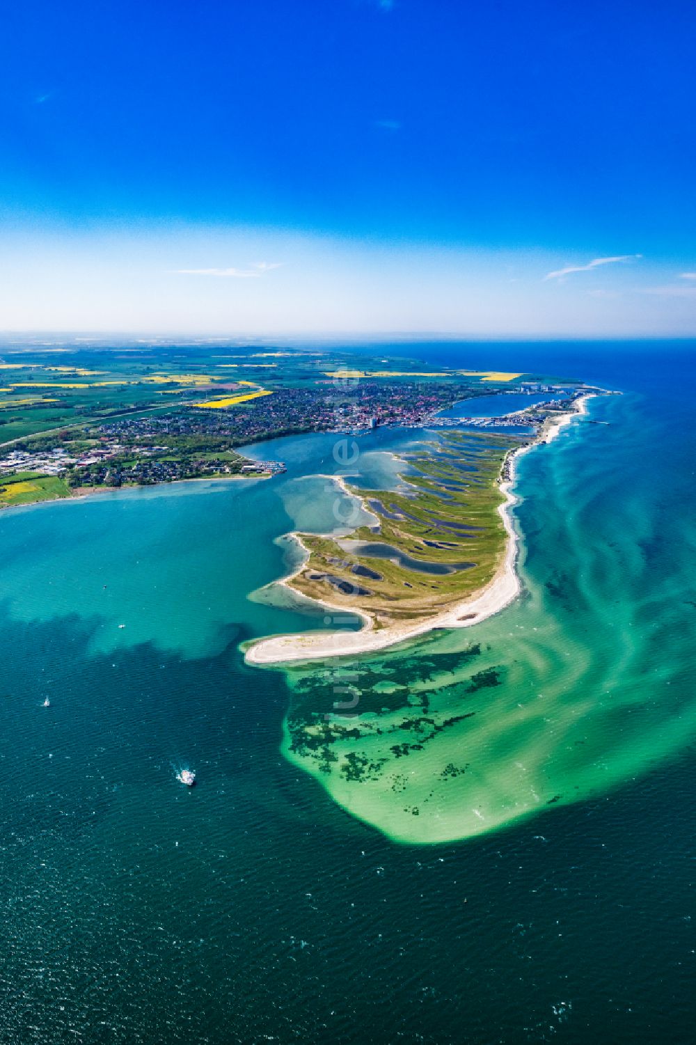 Luftaufnahme Heiligenhafen - Küstenbereich der Halb- Insel Graswarder - Heilgenhafen in Großenbrode im Bundesland Schleswig-Holstein