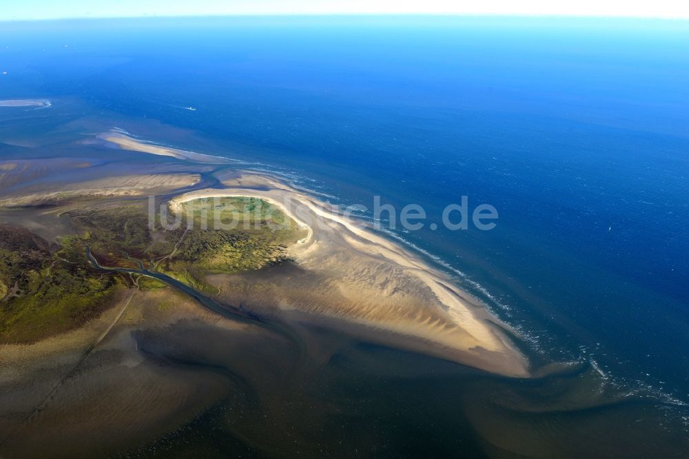 Nigehörn von oben - Küstenbereich des Naturschutz- Reservates und Vogelschutzgebietes - Insel in Nigehörn im Bundesland Hamburg