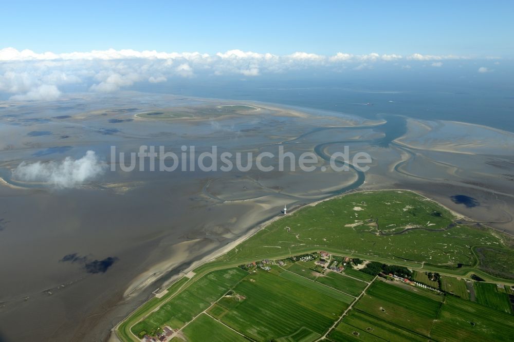 Nigehörn aus der Vogelperspektive: Küstenbereich des Naturschutz- Reservates und Vogelschutzgebietes - Insel in Nigehörn im Bundesland Hamburg