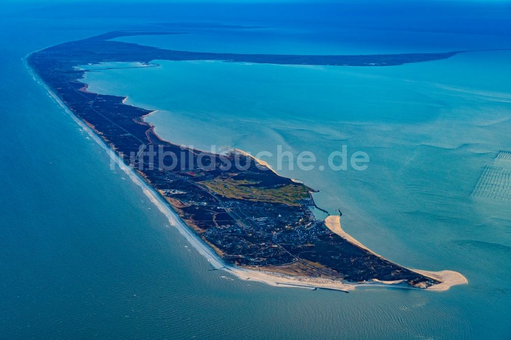 Luftbild Sylt - Küstenbereich der nordfriesischen Nordsee-Insel Sylt im Sonnenaufgang im Bundesland Schleswig-Holstein, Deutschland