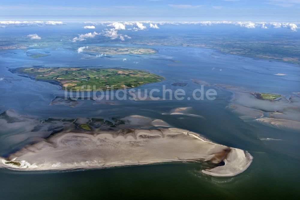 Pellworm von oben - Küstenbereich der Nordsee- Hallig Süderoog - Insel in Pellworm im Bundesland Schleswig-Holstein