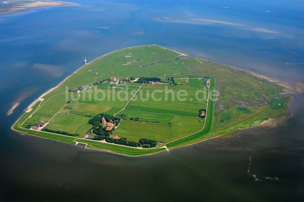 Insel Neuwerk aus der Vogelperspektive: Küstenbereich der Nordsee - Insel Neuwerk im Bundesland Niedersachsen, Deutschland