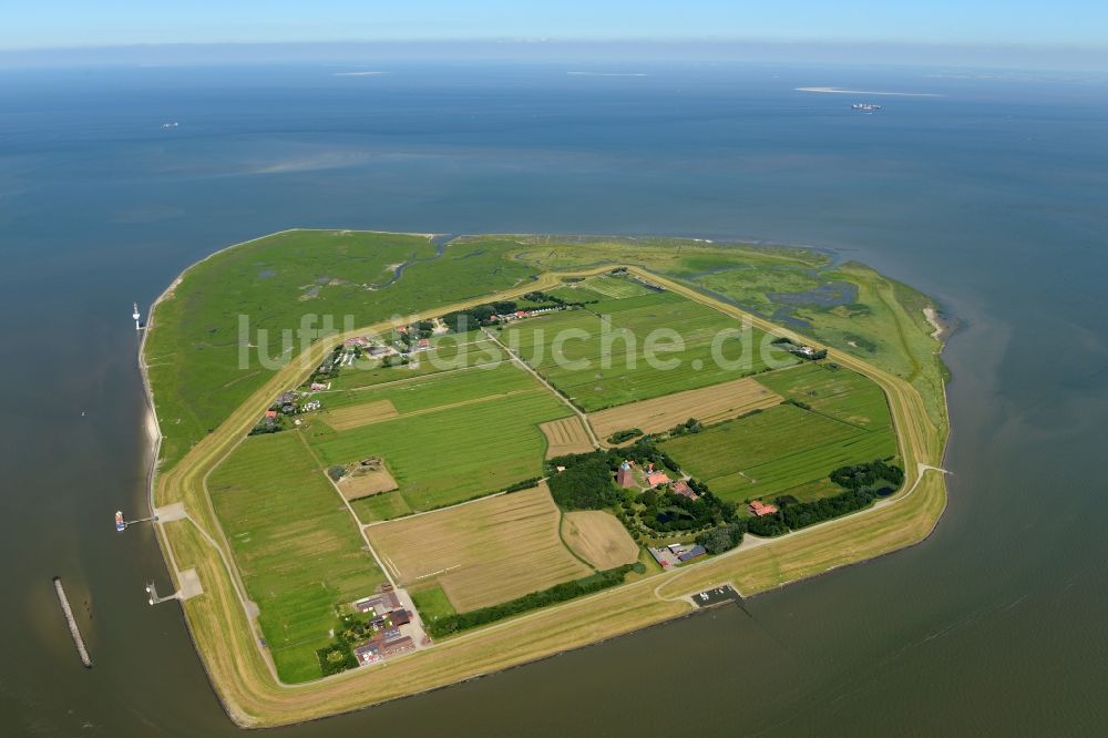 Insel Neuwerk aus der Vogelperspektive: Küstenbereich der Nordsee - Insel Neuwerk im Bundesland Niedersachsen, Deutschland