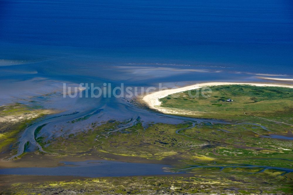 Nigehörn von oben - Küstenbereich der Nordsee - Insel in Nigehörn im Bundesland Hamburg