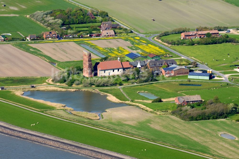 Pellworm aus der Vogelperspektive: Küstenbereich der Nordsee - Insel in Pellworm im Bundesland Schleswig-Holstein