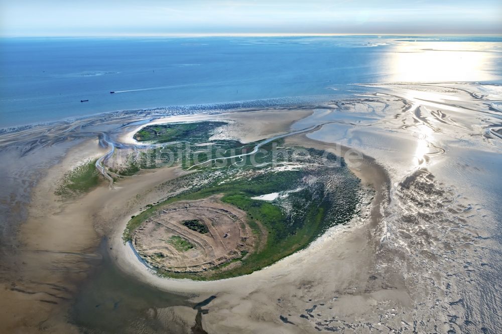 Nigehörn aus der Vogelperspektive: Küstenbereich der Nordsee - Insel in Scharhörn Nigehörn im Bundesland Hamburg