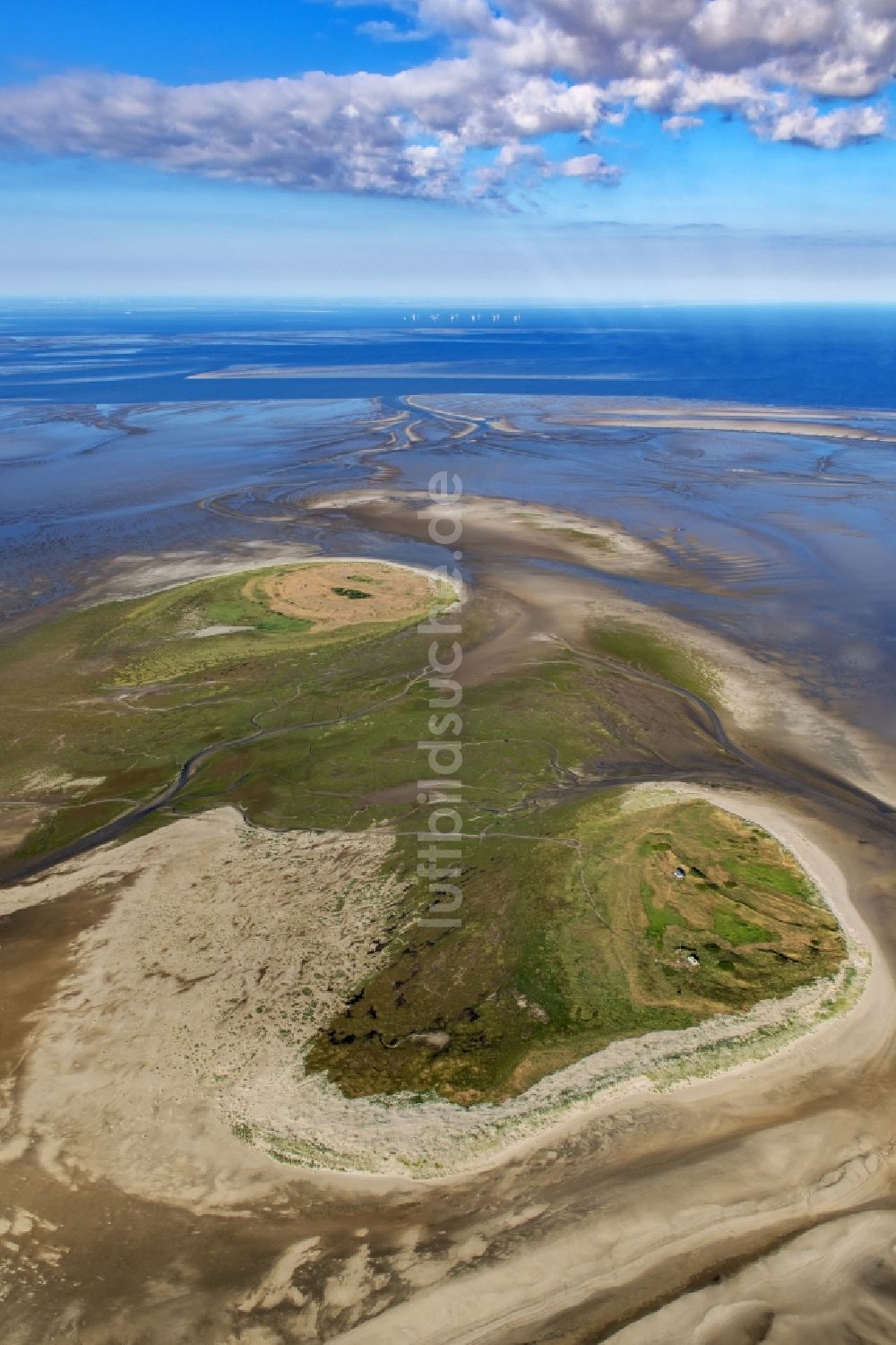 Luftaufnahme Nigehörn - Küstenbereich der Nordsee - Insel in Scharhörn Nigehörn im Bundesland Hamburg