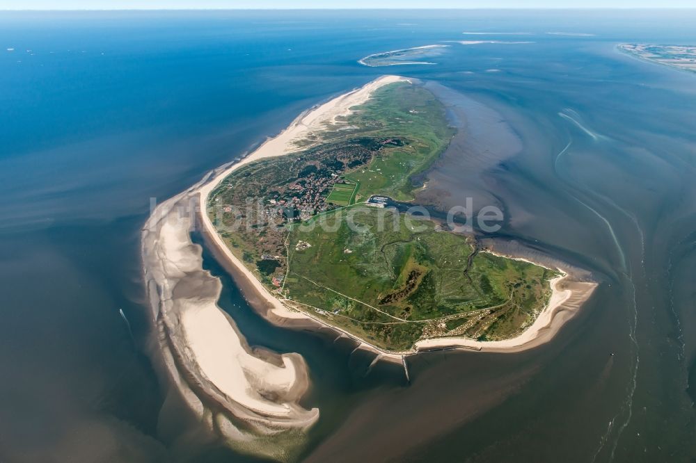 Luftaufnahme Spiekeroog - Küstenbereich der Nordsee - Insel in Spiekeroog im Bundesland Niedersachsen