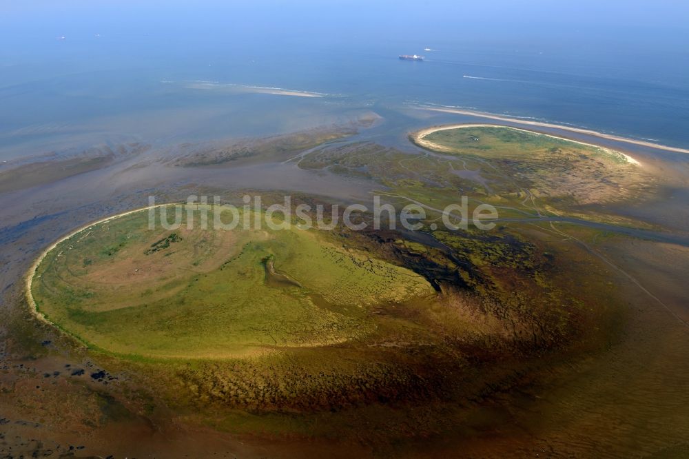 Scharhörn aus der Vogelperspektive: Küstenbereich der Nordsee - Inseln Nigehörn und Scharhörn