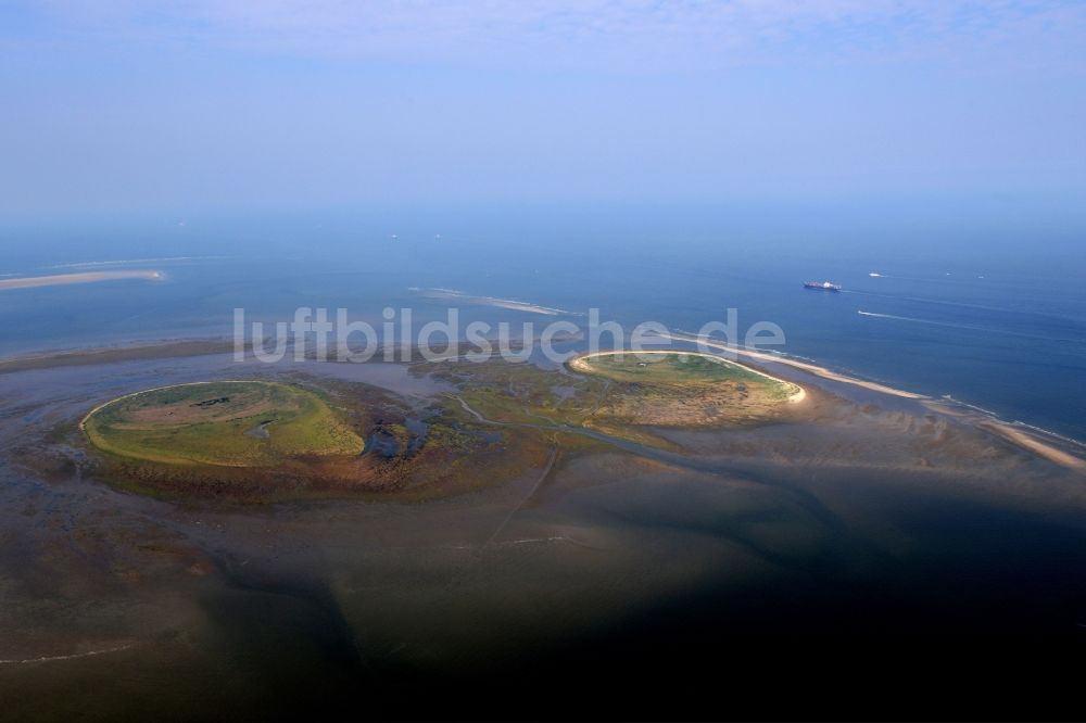 Luftaufnahme Scharhörn - Küstenbereich der Nordsee - Inseln Nigehörn und Scharhörn