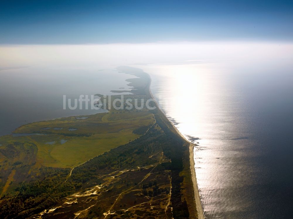 Insel Hiddensee aus der Vogelperspektive: Küstenlandschaft und Strand der Insel Hiddensee im Bundesland Mecklenburg-Vorpommern