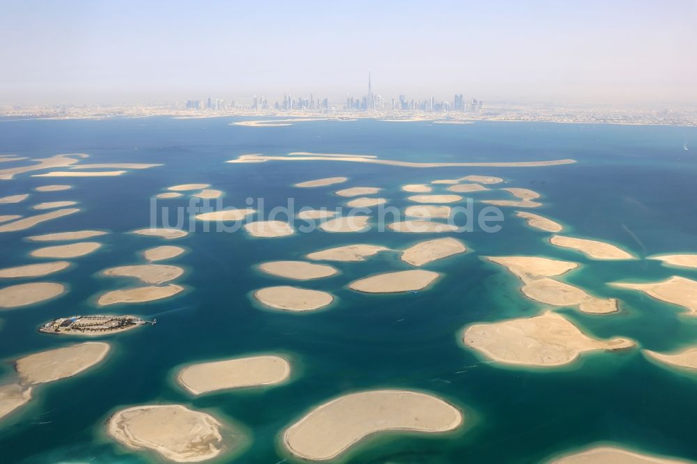 Dubai Aus Der Vogelperspektive Kustenbereich Der The World Welt Insel Im Ortsteil The World Islands In