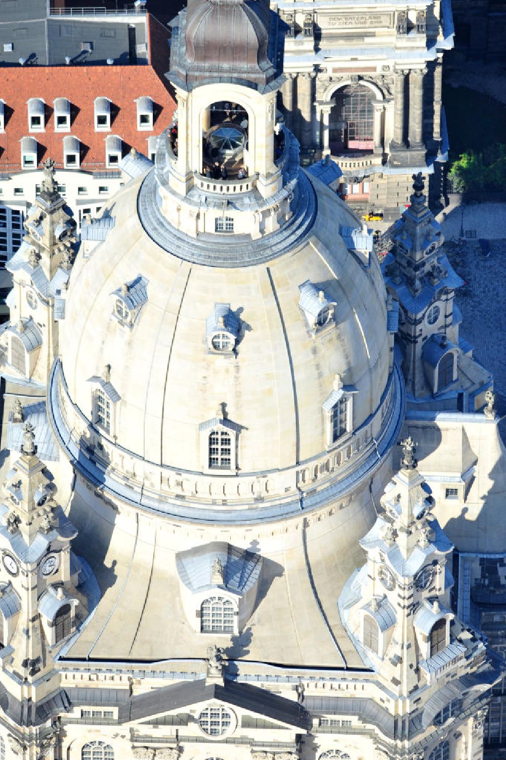 Luftaufnahme Dresden - Kuppel der Dresdner Frauenkirche auf dem Neumarkt in Dresden