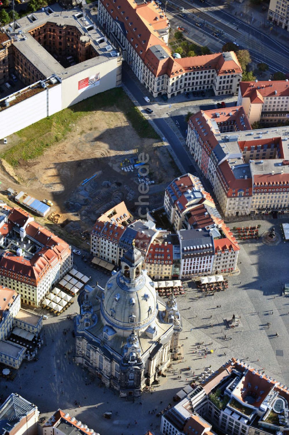 Luftaufnahme Dresden - Kuppel der Dresdner Frauenkirche auf dem Neumarkt in Dresden