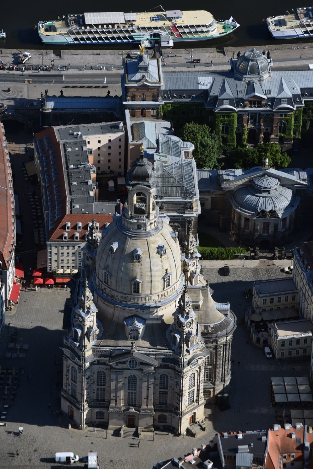 Luftbild Dresden - Kuppel der Dresdner Frauenkirche auf dem Neumarkt in Dresden im Bundesland Sachsen