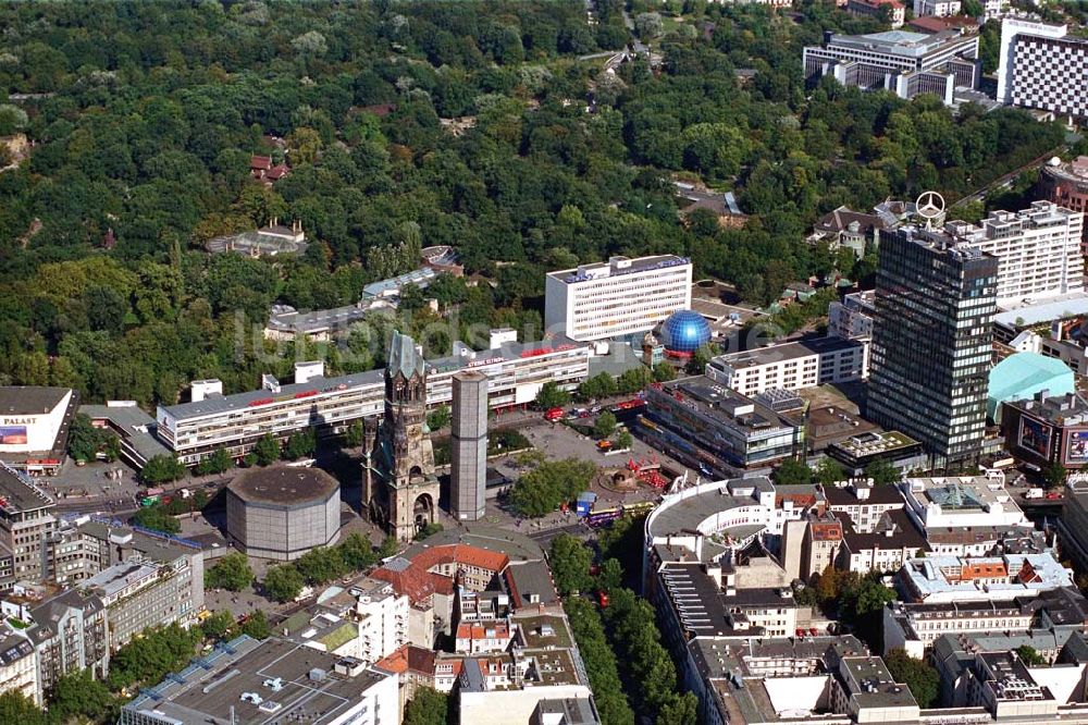 Berlin - Charlottenburg aus der Vogelperspektive: Kurfürstendamm und Breitscheidplatz in Berlin - Charlottenburg.