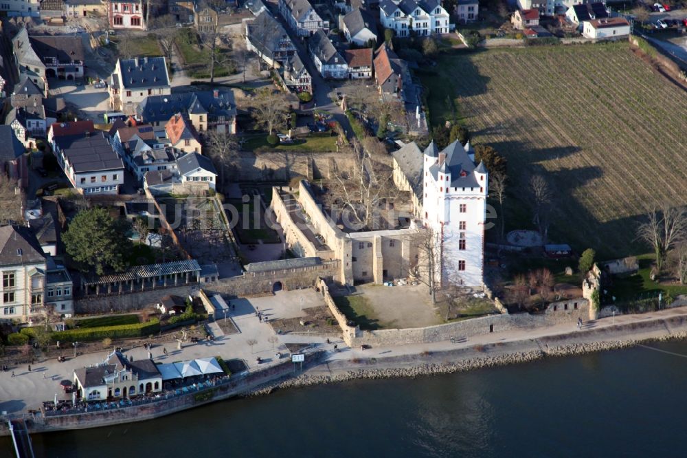 Eltville am Rhein von oben - Kurfürstliche Burg in Eltville am Rhein im Bundesland Hessen, Deutschland