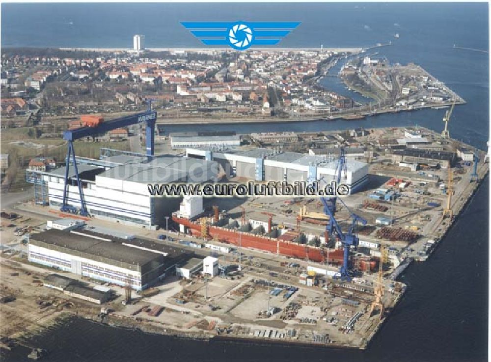 Rostock /Mecklenburg-Vorpommern von oben - KVAERNER - Werft in Rostock.