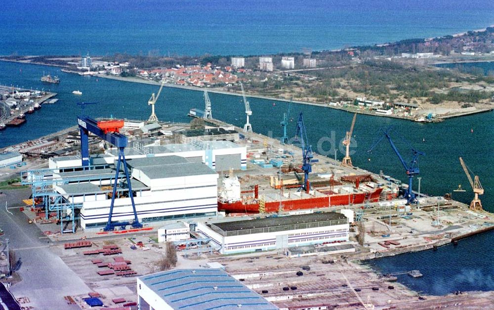 Rostock / MV von oben - KVAERNER-Werft in Rostock.