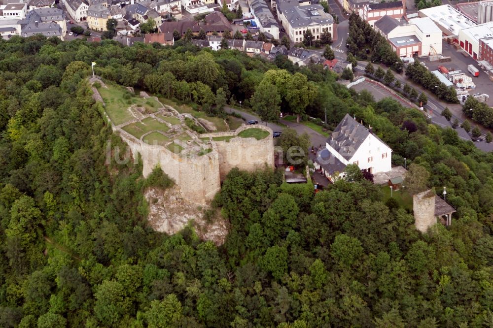 Kirn aus der Vogelperspektive: Kyrburg in Kirn im Bundesland Rheinland-Pfalz